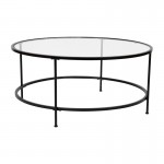 Flash Furniture Glass Coffee Table-Black Frame NAN-JN-21750CT-BK-GG