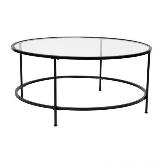 Flash Furniture Glass Coffee Table-Black Frame NAN-JN-21750CT-BK-GG