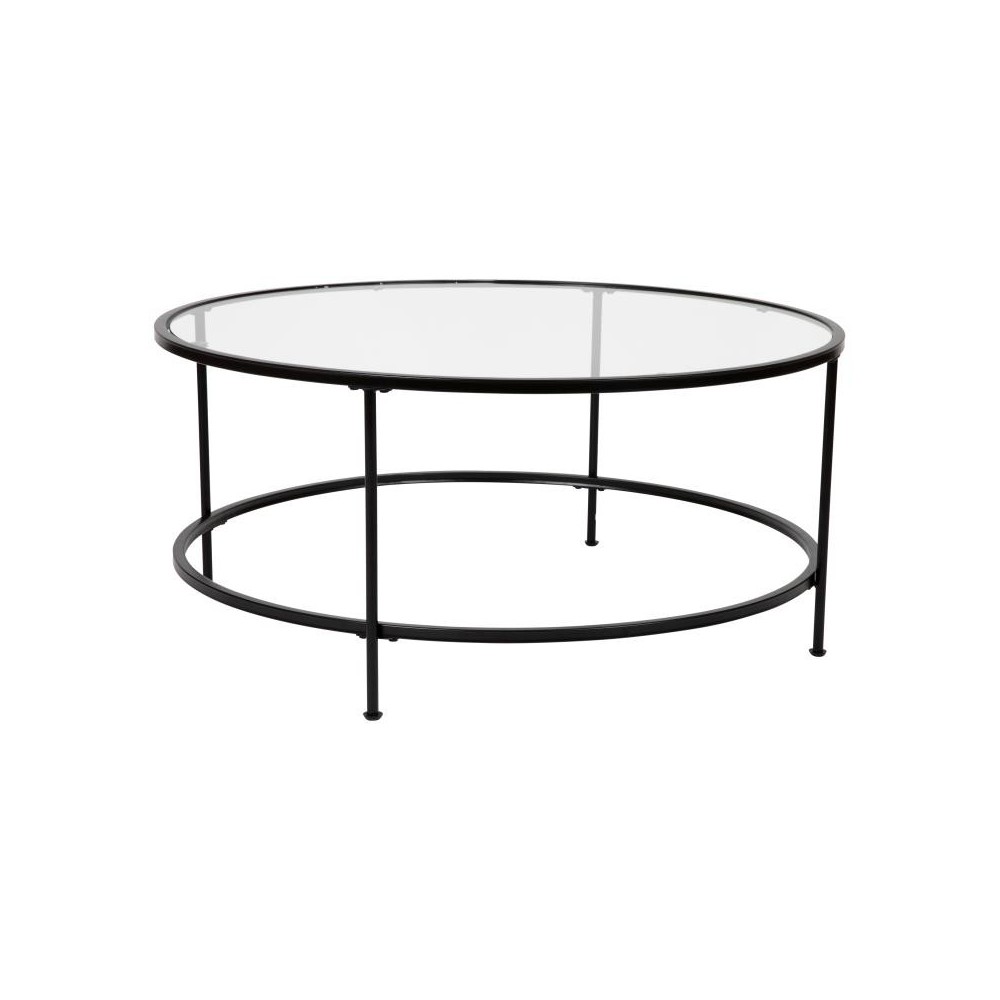 Flash Furniture Glass Coffee Table-Black Frame NAN-JN-21750CT-BK-GG