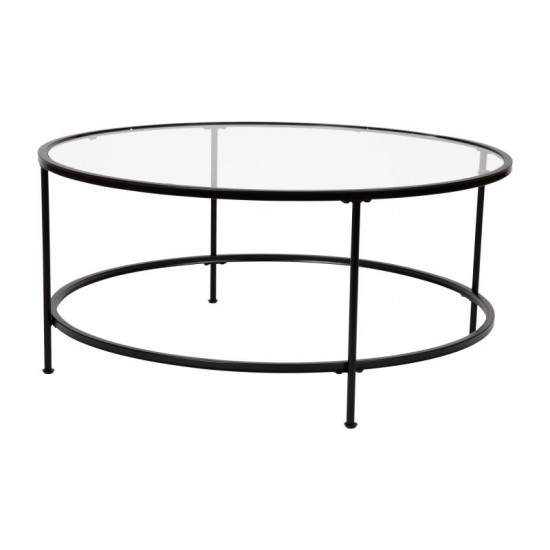 Flash Furniture Glass Coffee Table-Black Frame NAN-JN-21750CT-BK-GG