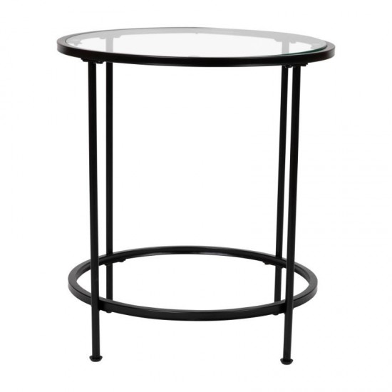 Flash Furniture Glass End Table-Black Frame NAN-JN-21750ET-BK-GG