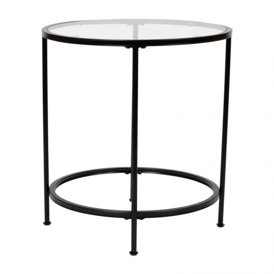 Flash Furniture Glass End Table-Black Frame NAN-JN-21750ET-BK-GG