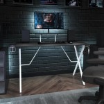 Flash Furniture Mallot Black/Wh Platform Gaming Desk NAN-RS-G1031-BK-WH-GG