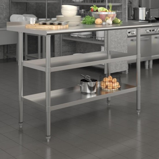 Flash Furniture Hogan Stainless Table 2 Shelf Table NH-WT-GU-2448BSP-GG