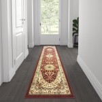 Flash Furniture Mersin Collection Burgundy 2x7 Persian Area Rug NR-RG11-27-BU-GG