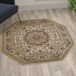 Flash Furniture Mersin Collection Ivory 4x4 Persian Area Rug NR-RG1882-44-IV-GG