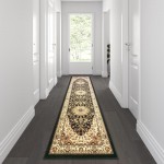 Flash Furniture Mersin Collection Black 3x10 Persian Area Rug NR-RG9-310-BK-GG