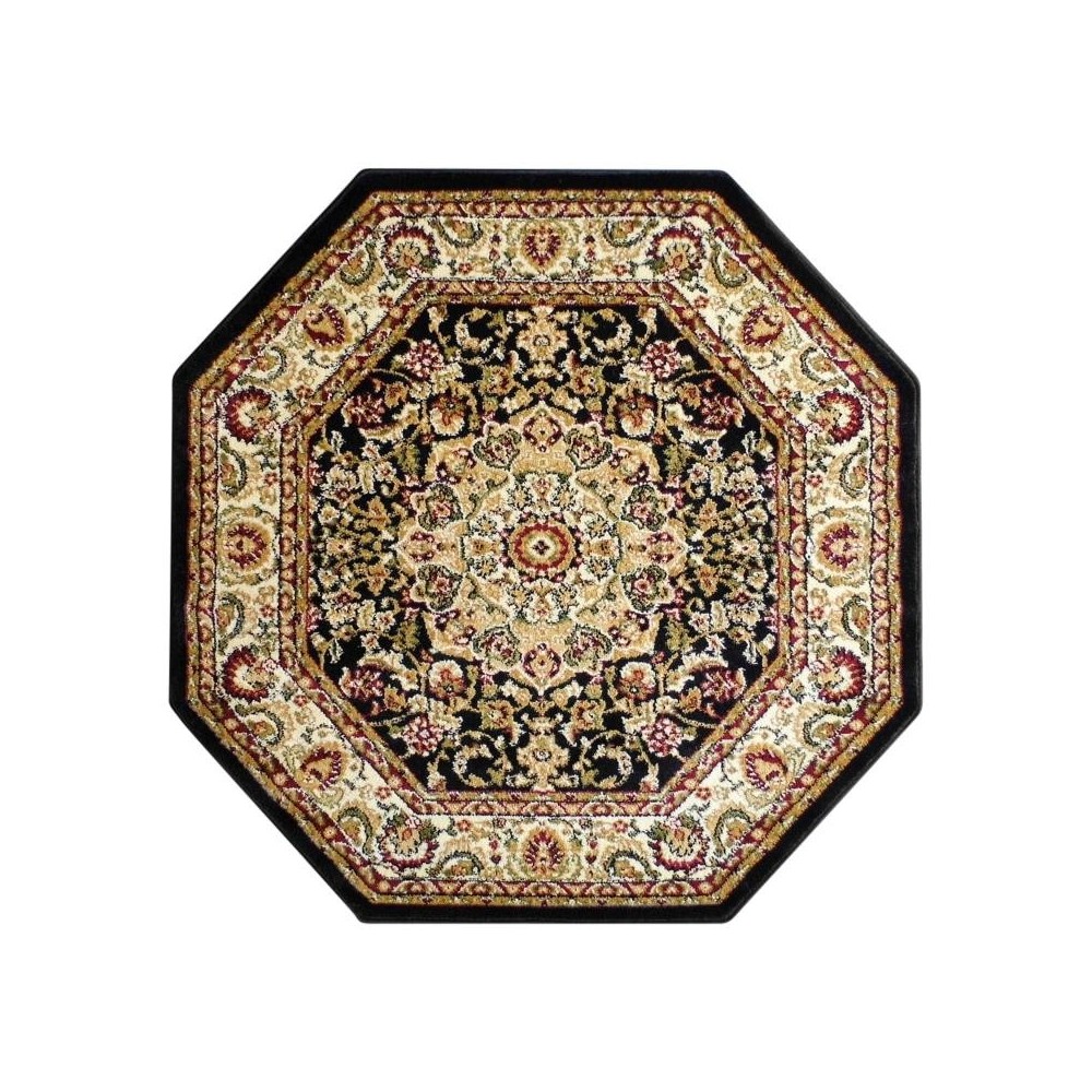 Flash Furniture Mersin Collection Black 5x5 Persian Area Rug NR-RGB401-55O-BK-GG