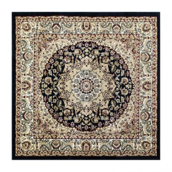 Flash Furniture Mersin Collection Black 7x7 Persian Area Rug NR-RGB401-77S-BK-GG