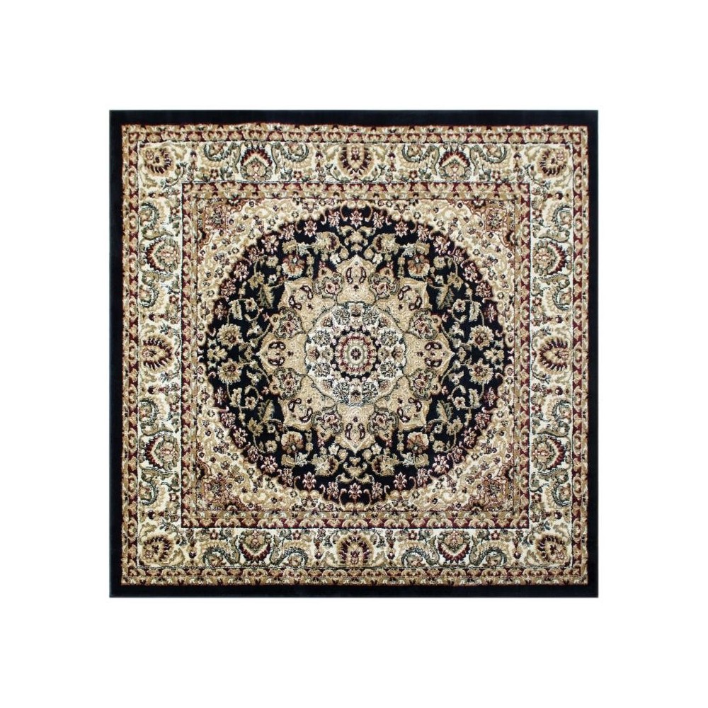 Flash Furniture Mersin Collection Black 7x7 Persian Area Rug NR-RGB401-77S-BK-GG