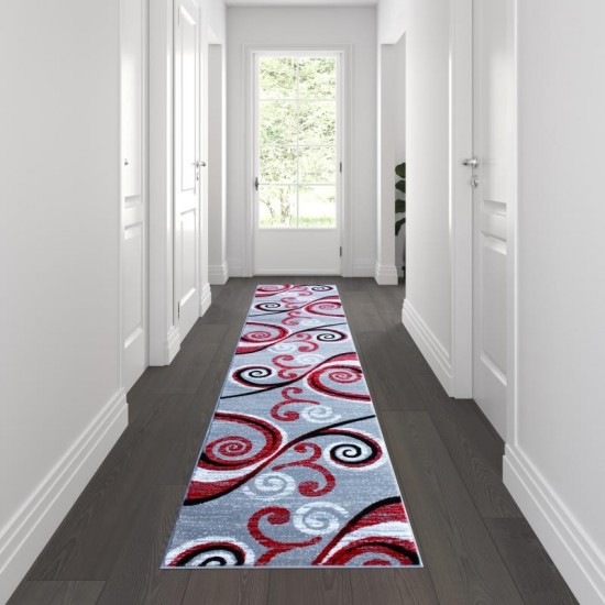 Flash Furniture Valli Collection Red 2x11 Modern Area Rug OKR-RG1100-211-RD-GG