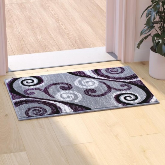 Flash Furniture Valli Collection Purple 2x3 Modern Area Rug OKR-RG1100-23-PU-GG