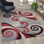 Flash Furniture Valli Collection Red 5x7 Modern Area Rug OKR-RG1100-57-RD-GG