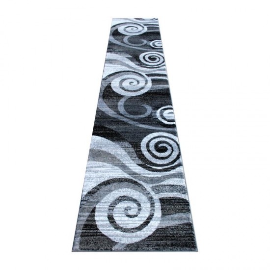 Flash Furniture Cirrus Collection 2x11 Gray Swirl Area Rug OKR-RG1103-211-GY-GG