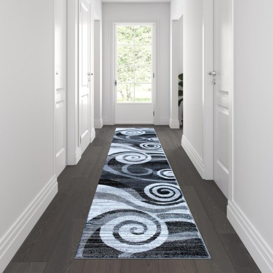 Flash Furniture Cirrus Collection 2x11 Gray Swirl Area Rug OKR-RG1103-211-GY-GG