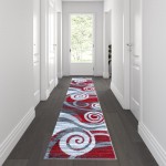 Flash Furniture Cirrus Collection 2x11 Red Swirl Area Rug OKR-RG1103-211-RD-GG