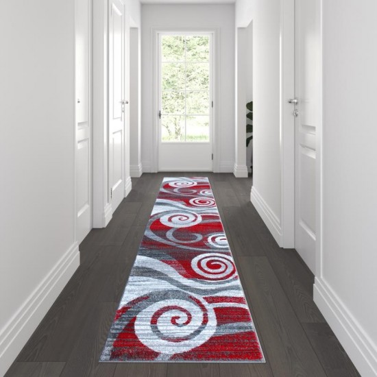 Flash Furniture Cirrus Collection 2x11 Red Swirl Area Rug OKR-RG1103-211-RD-GG