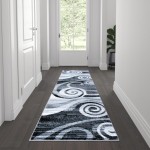 Flash Furniture Cirrus Collection 2x7 Gray Swirl Area Rug OKR-RG1103-27-GY-GG