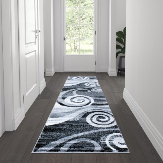 Flash Furniture Cirrus Collection 2x7 Gray Swirl Area Rug OKR-RG1103-27-GY-GG