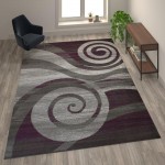 Flash Furniture Cirrus Collection 6x9 Purple Swirl Area Rug OKR-RG1103-69-PU-GG