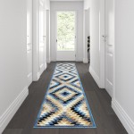 Flash Furniture Teagan Collection Blue 2' x 11' Area Rug OKR-RG1106-211-BL-GG