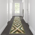 Flash Furniture Teagan Collection Green 2' x 11' Area Rug OKR-RG1106-211-GN-GG