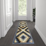 Flash Furniture Teagan Collection Blue 2' x 7' Area Rug OKR-RG1106-27-BL-GG