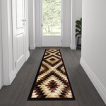 Flash Furniture Teagan Collection Brown 2' x 7' Area Rug OKR-RG1106-27-BN-GG