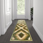 Flash Furniture Teagan Collection Green 2' x 7' Area Rug OKR-RG1106-27-GN-GG