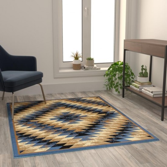 Flash Furniture Teagan Collection Blue 4' x 5' Area Rug OKR-RG1106-45-BL-GG