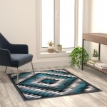 Flash Furniture Teagan Collection Turquoise 4' x 5' Area Rug OKR-RG1106-45-TQ-GG