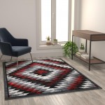 Flash Furniture Teagan Collection Red 5' x 7' Area Rug OKR-RG1106-57-RD-GG