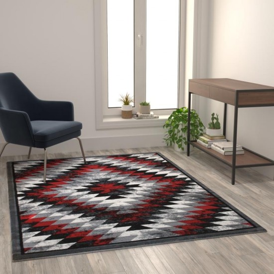 Flash Furniture Teagan Collection Red 5' x 7' Area Rug OKR-RG1106-57-RD-GG