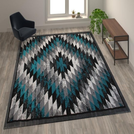 Flash Furniture Teagan Collection Turquoise 5' x 7' Area Rug OKR-RG1106-57-TQ-GG