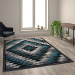 Flash Furniture Teagan Collection Turquoise 6' x 9' Area Rug OKR-RG1106-69-TQ-GG