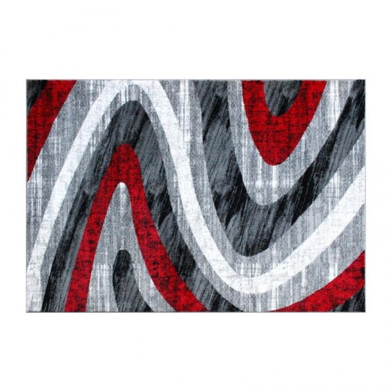 Flash Furniture Altum Collection Red 5' x 7' Waves Area Rug OKR-RG1107-57-RD-GG