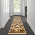 Flash Furniture Lodi Collection Brown 2x7 Southwest Area Rug OKR-RG1113-27-BG-GG