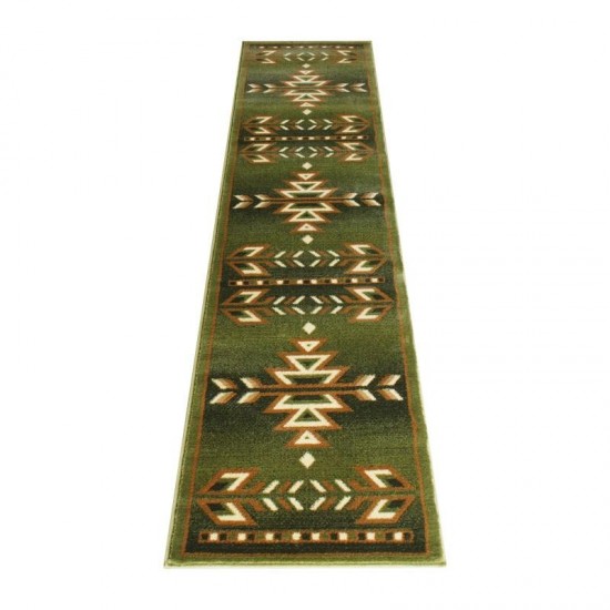 Flash Furniture Lodi Collection Green 2x7 Southwest Area Rug OKR-RG1113-27-GN-GG