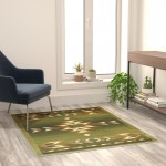 Flash Furniture Lodi Collection Green 4x5 Southwest Area Rug OKR-RG1113-45-GN-GG