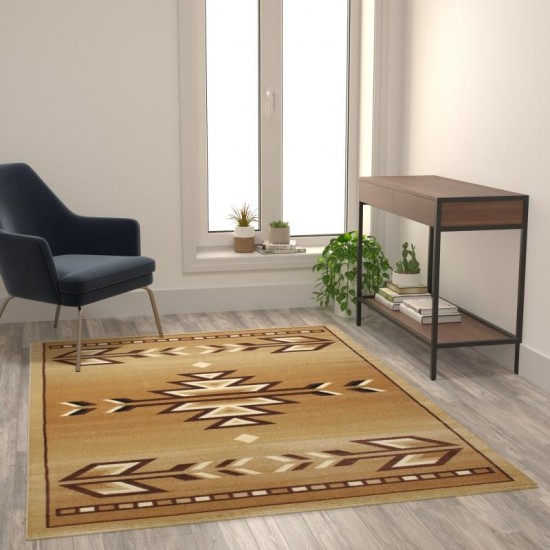 Flash Furniture Lodi Collection Brown 5x7 Southwest Area Rug OKR-RG1113-57-BG-GG
