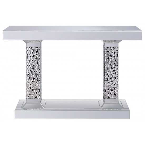 ACME Kachina Console Table, Mirrored & Faux Diamonds