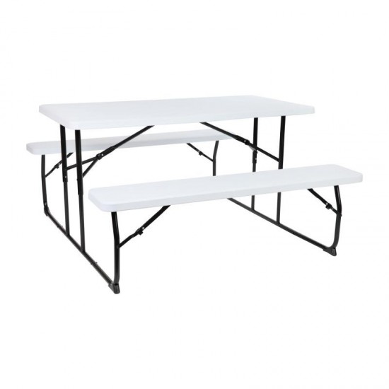 Flash Furniture Insta-Fold White Picnic Table/Bench RB-EBB-1470FD-WH-GG