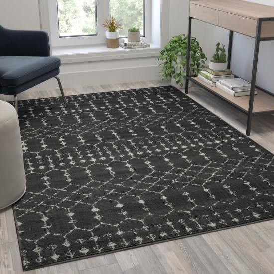 Flash Furniture Beth 5x7 Dark Gray & Ivory Area Rug RC-CR19-1330-57-GR-GG