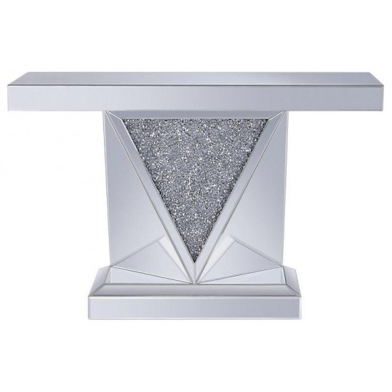 ACME Noralie Console Table, Mirrored & Faux Diamonds