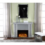 ACME Nowles Fireplace, Mirrored & Faux Stones