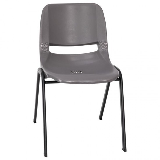 Flash Furniture HERCULES Series Gray Stack Chair-Black Frame RUT-16-PDR-GY-GG