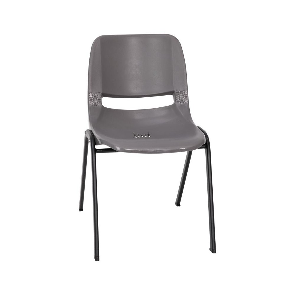 Flash Furniture HERCULES Series Gray Stack Chair-Black Frame RUT-16-PDR-GY-GG