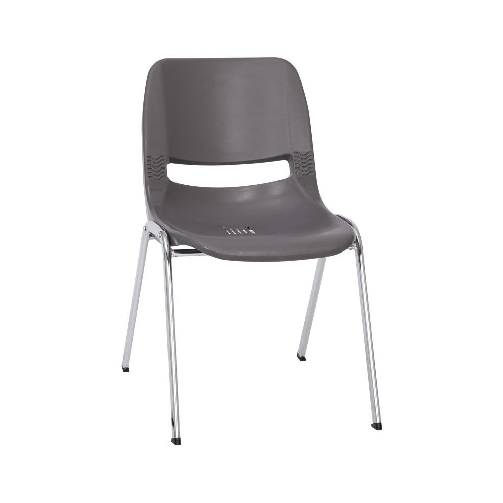 Flash Furniture HERCULES Series Gray Plastic Stack Chair RUT-18-GY-CHR-GG