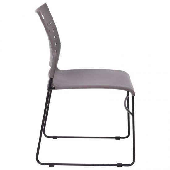 Flash Furniture HERCULES Series Gray Plastic Stack Chair RUT-2-GY-BK-GG
