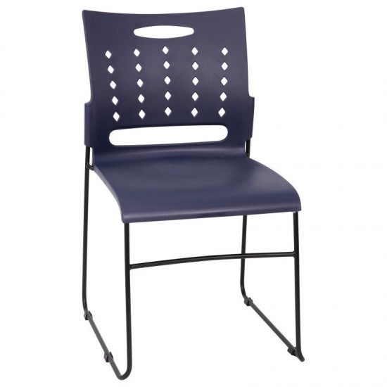 Flash Furniture HERCULES Series Navy Plastic Stack Chair RUT-2-NVY-BK-GG
